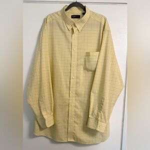 Roundtree & Yorke 3XT Yellow Check TravelSmart Big & Tall Spring Office Shirt